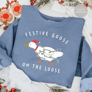 Funny Christmas Goose Shirt, Festive Goose on the Loose, Merry Christmas 141